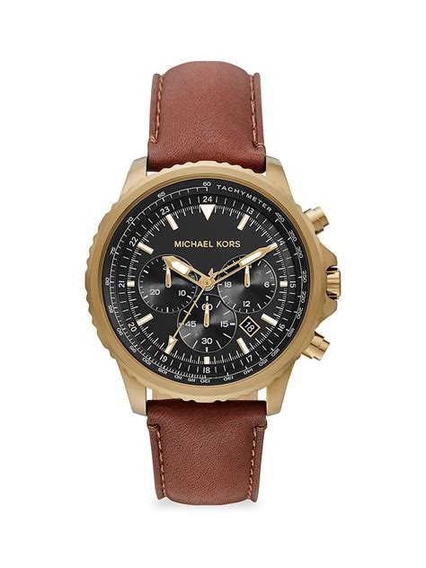 Michael Kors Cortlandt Chronograph Brown Leather .